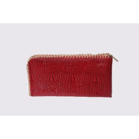 Crocodile Detail Zip Chain Purse