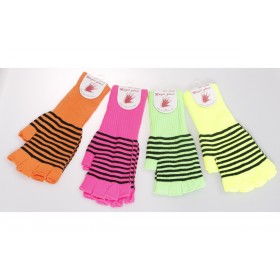 Striped Fashion Fingerless Glove (Mix Dozen Pack)  - 12 per pack - $0.20 ea