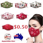 KN95 Adult Washable Cotton Mask -  Christmas with 2 Filter #41-#57