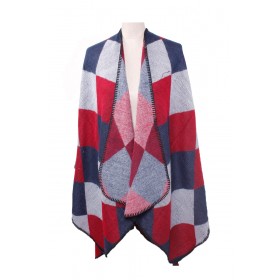 U Shape Diamond Print Poncho