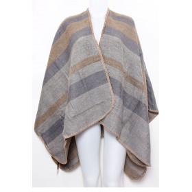 U Shape Poncho with Stripe