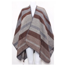 U Shape Poncho with Stripe