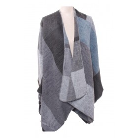 U Shape Square Print Poncho