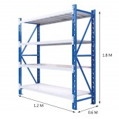 1.2mx0.6mx1.8m Metal Garage Shelving - Blue/Grey