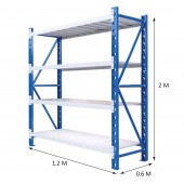 1.2mx0.6mx2m Metal Garage Shelving - Blue/Grey