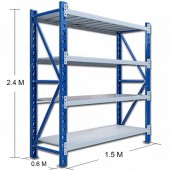 1.5mx0.6mx2.4m Metal Garage Shelving - Blue/Grey