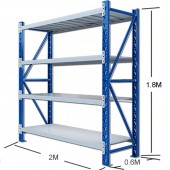 2mx0.6mx1.8m Metal Garage Shelving - Blue/Grey