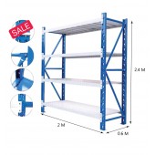 2mx0.6mx2.4m Metal Garage Shelving - Blue/Grey