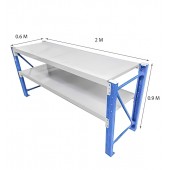 2m Metal Garage Workbench - Blue/Grey