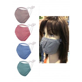 KN95 Washable Cotton Mask - Grid Pattern with 2 Filter