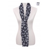 Black Piping Silky Long Scarf 02