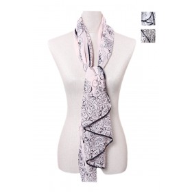 Black Piping Silky Long Scarf 12 - 10 per pack - $1.50 ea