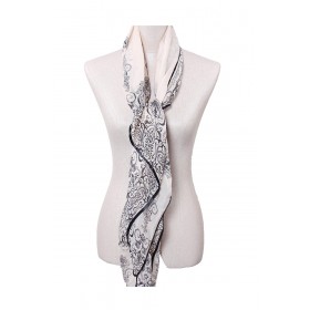 Black Piping Silky Long Scarf 12 - 10 per pack - $1.50 ea